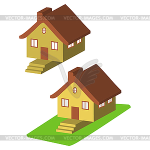 Colorful 3d house cartoon icons - vector image