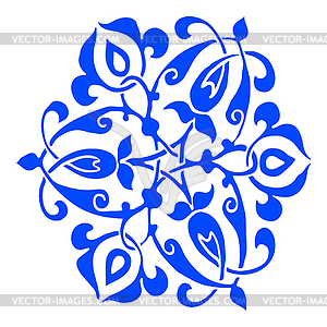 Ornamental round flower silhouette pattern - vector image