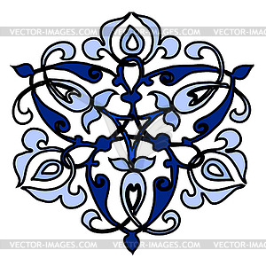 Ornamental round flower silhouette pattern - vector image