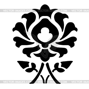 Ornamental flower silhouette pattern, black - vector clip art