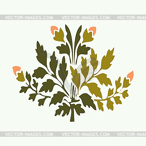 Illustration symmetric blooming plant with flowers - vector image