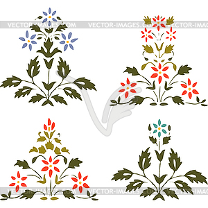 Illustration set blooming plant with flowers - vector image