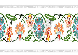 Colorful vintage wildflowers border floral - vector clipart