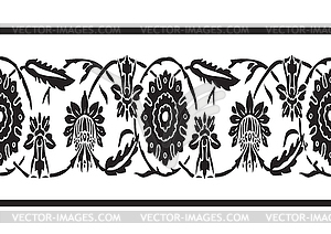 Black and white vintage border floral background - vector image