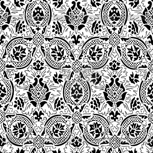 Seamless abstract hand-drawn floral pattern - royalty-free vector clipart