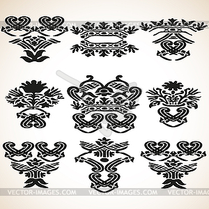 Set vector graphic vintage floral elements - vector image