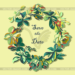Sketch floral of wreath with roses. Save d - vector clipart