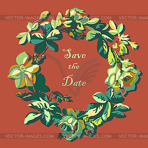 Sketch floral of wreath with roses. Save d - vector clip art