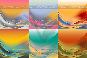 Set of wavy banners horizontal colorful - vector clipart