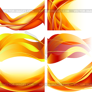 Set fire waves abstract background - vector image