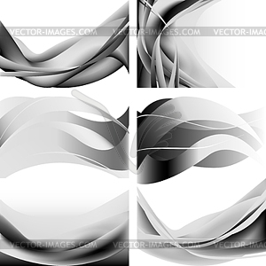 Gray abstract background with waves flames - vector clipart