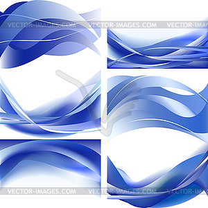 Waves isolated set on white abstract background - vector image