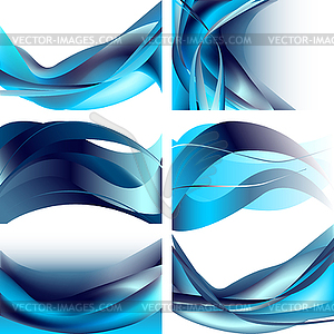 Blue bright waves isolated set  - vector clipart