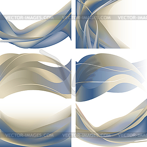 Blue and gray waves isolated set  - vector image