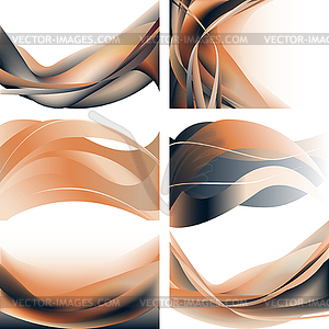 Blue and orange waves isolated set  - vector clipart