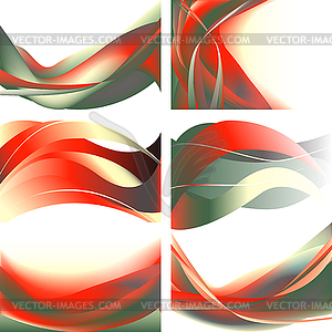 Green and red waves isolated set  - vector image