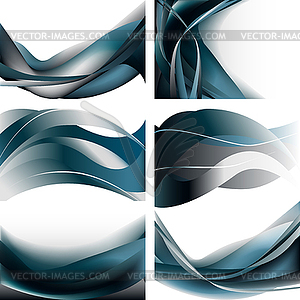 Синий темный и серые волны изолированными набор - векторный дизайн