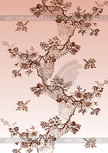 Vintage floral pattern with apple blossom branches - vector clipart