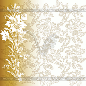 Greeting card vintage with Flowers border corner - vector clipart