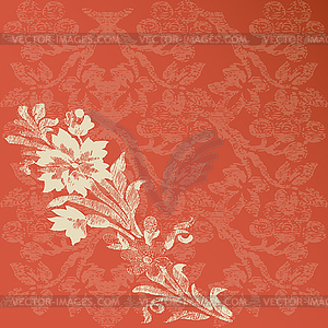 Greeting card vintage with Flowers border corner - vector clip art