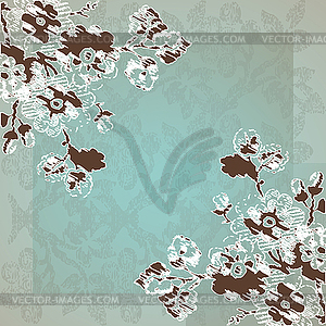 Greeting card vintage with Flowers border corner - vector clipart