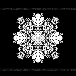 Ethnic flowers bouquet round ornament - vector clip art