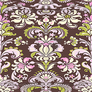 Colorful damask seamless floral pattern background - vector image