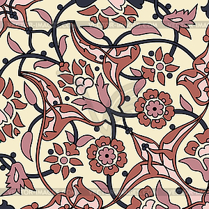 Stylized flowers oriental wallpaper retro seamless - vector image