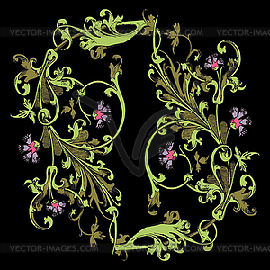 Twig with flowers and leaves Baroque - vector image