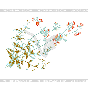 Colorful botanical branches with flowers , he - vector clipart