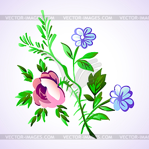 Meadow flower and leaf bouquet , floral - vector clipart