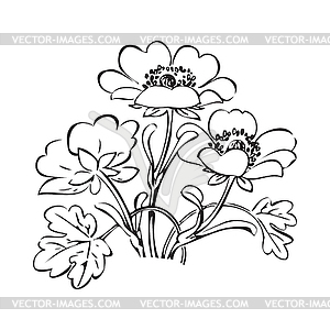 Floral bush retro black , d - vector clip art