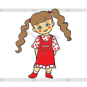 Cute baby girl smiling, cute baby girl in polka - vector image