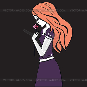 Beautiful romantic girl holds Rose - vector image