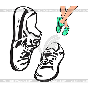 Sneakers shoes sketch drawing - vector image