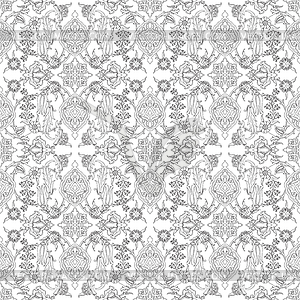 Tile oriental floral seamless doodle, ethnic drawin - vector clipart