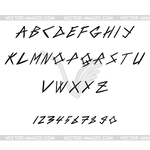 Hipster font and numbers - vector clip art