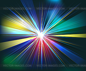 Colorful rays explosion futuristic technology - vector image