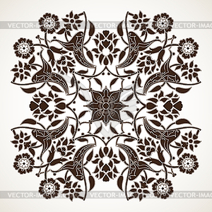 Arabesque vintage outline floral decoration print - vector image