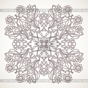 Arabesque vintage outline floral decoration print - vector clipart