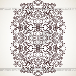 Arabesque vintage outline floral decoration print - vector clipart