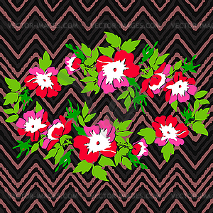 Wreath flower roses tropical vintage print on - vector clipart