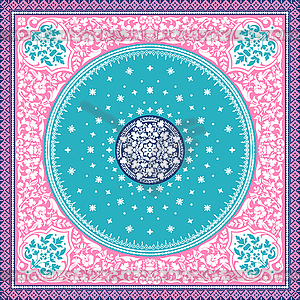 Victorian floral paisley medallion ornamental rug - vector clipart