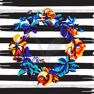 Border frame botanical wreath tropical flower rose - vector clip art