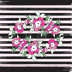 Border frame botanical wreath tropical flower rose - vector image
