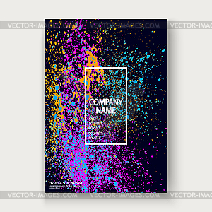 Neon explosion paint splatter artistic cover frame - vector image