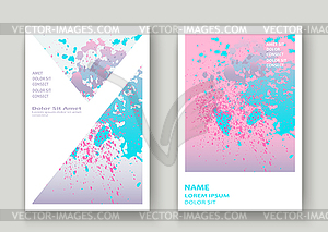 Pastel pink cyan explosion paint splatter artistic - royalty-free vector clipart