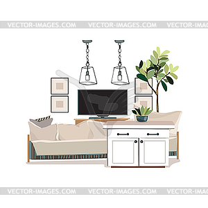 Interior design . Modern white living room trendy st - vector image