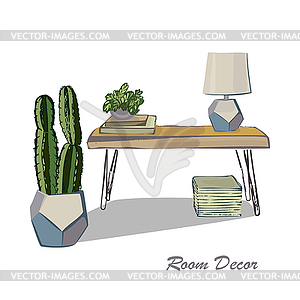 Interior design sketch flat. Modern elements living - vector image