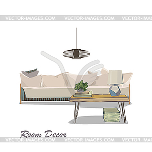 Interior design . Modern white living room trendy st - vector image